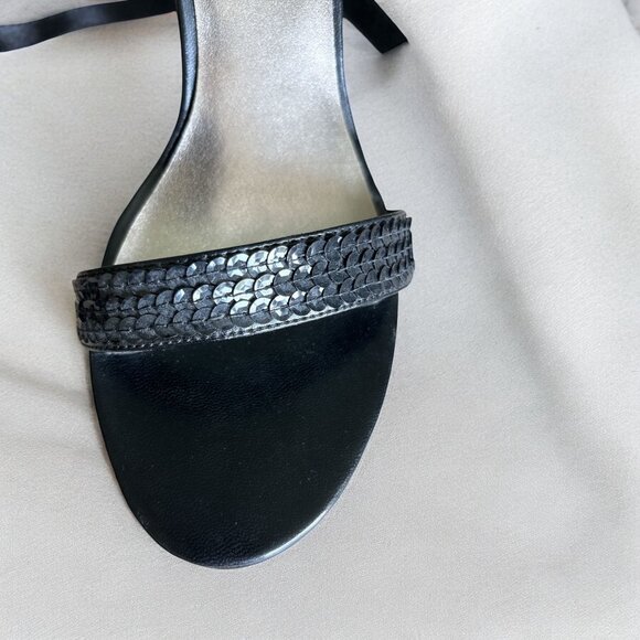 Strappy Heels Sz 10 Black Satin Wrap-Around Ties Unlisted Kenneth Cole Formal - Picture 5 of 7